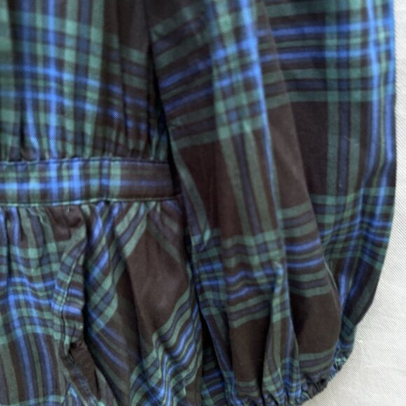 Free Assembly Size Large L Blue Green Tartan Plaid Dress V-Neck Mini Faux Wrap - Picture 5 of 6